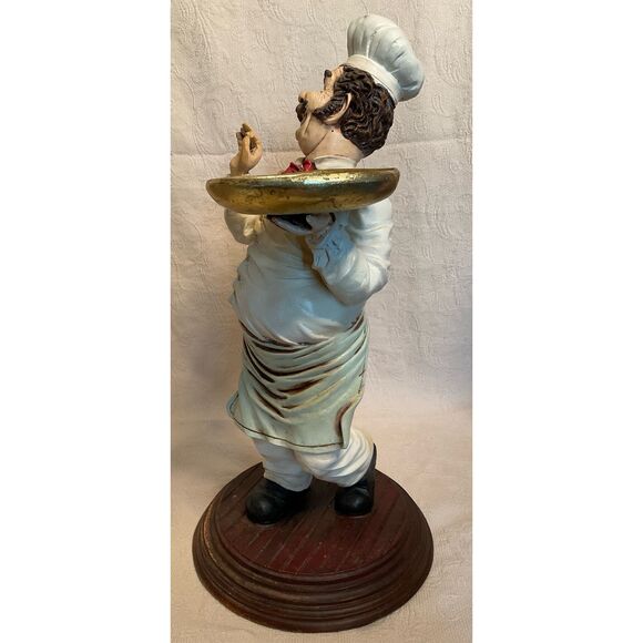 Vintage Chef 25" Tall Standing Resin w/Spinning Tray and Chef's Hat and Spoon - Picture 8 of 16